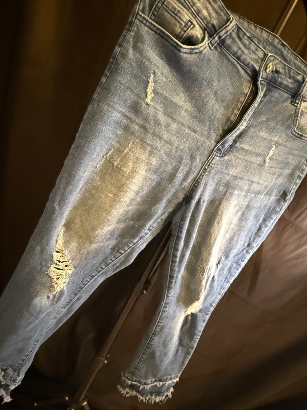 Frayed Raw Hem "Crazy Train" Capri Denim (13)